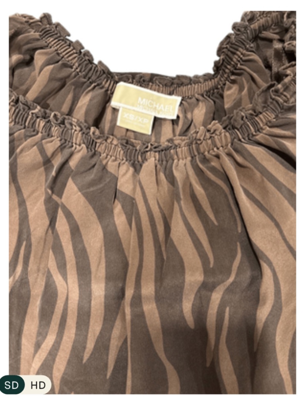 Michael Kors 2-Tone Brown On or Off The Shoulder Mini Dress Long Sleeve Sz XS - Picture 5 of 6
